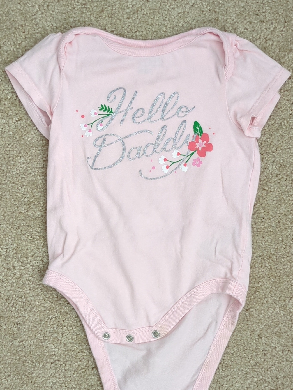 GAP Light Pink Baby Bodysuit with Floral Design